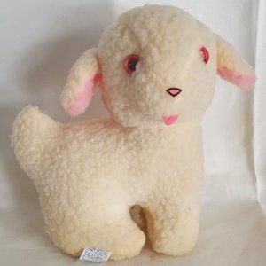 Stuffed Animal Lamb Vintage Dollcraft 1970s Display Only Condition 9" x 11"